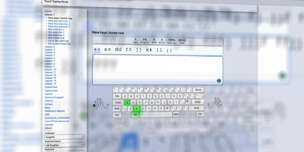 touch typing course example